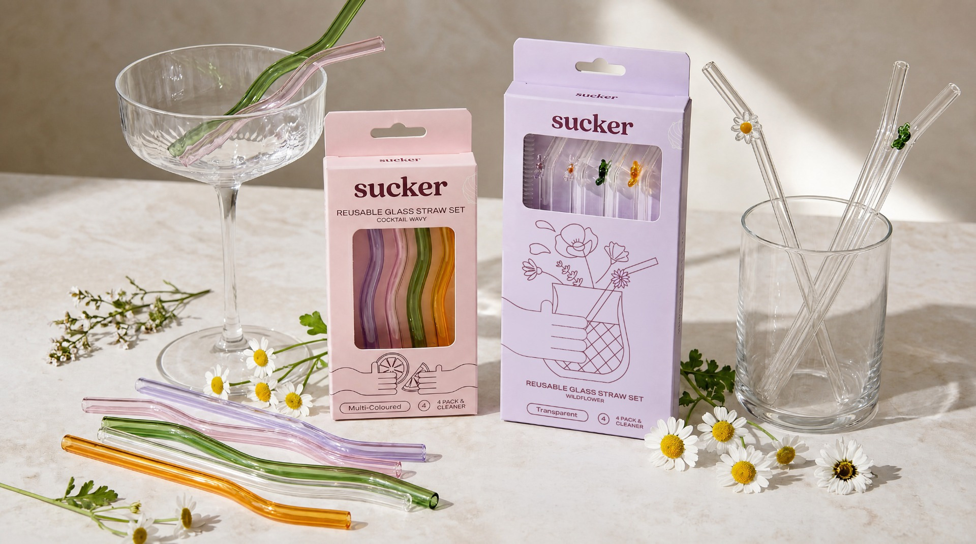Sucker Reusable Glass Straws