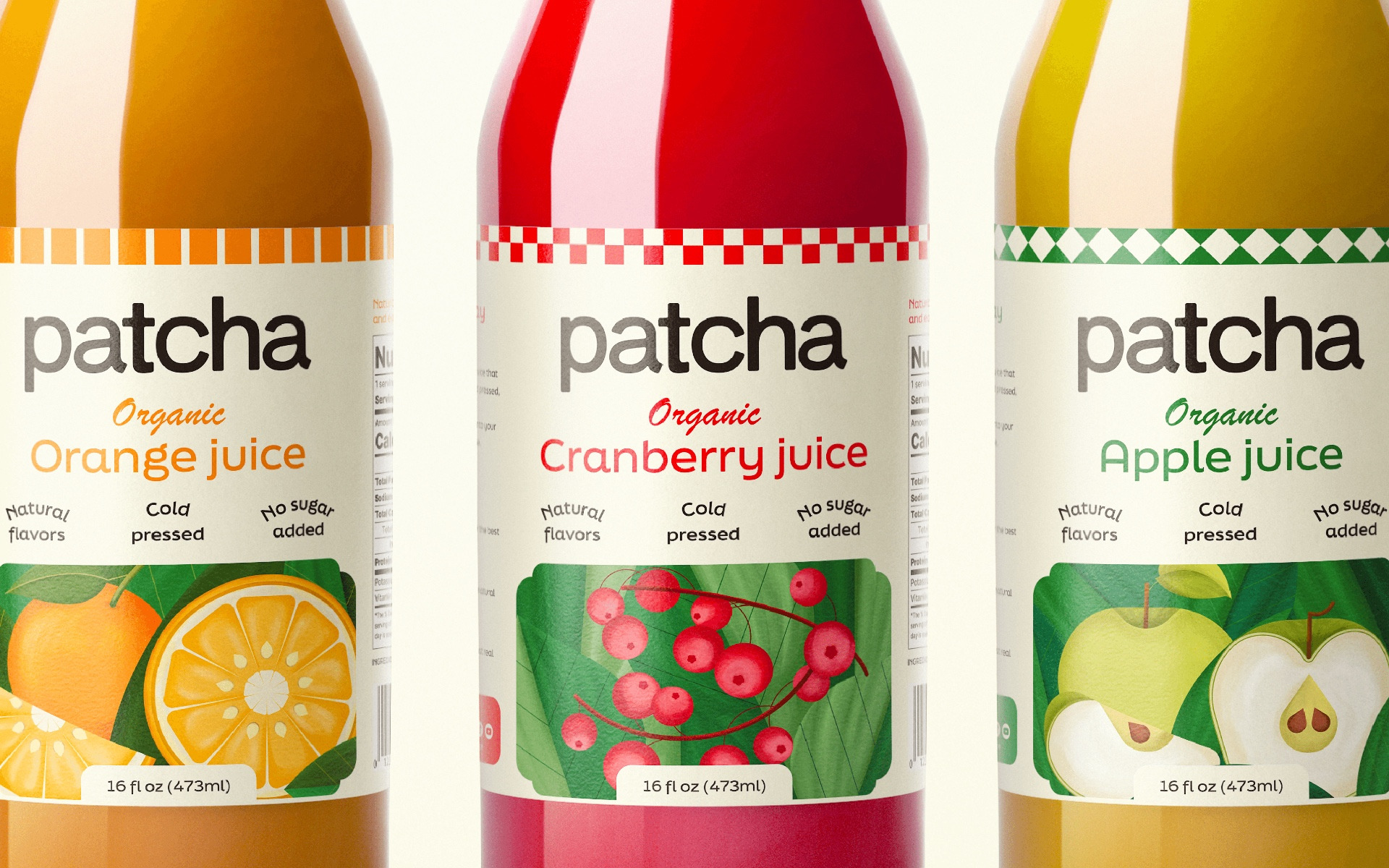 Patcha Organic Juice Visual Identity & Packaging