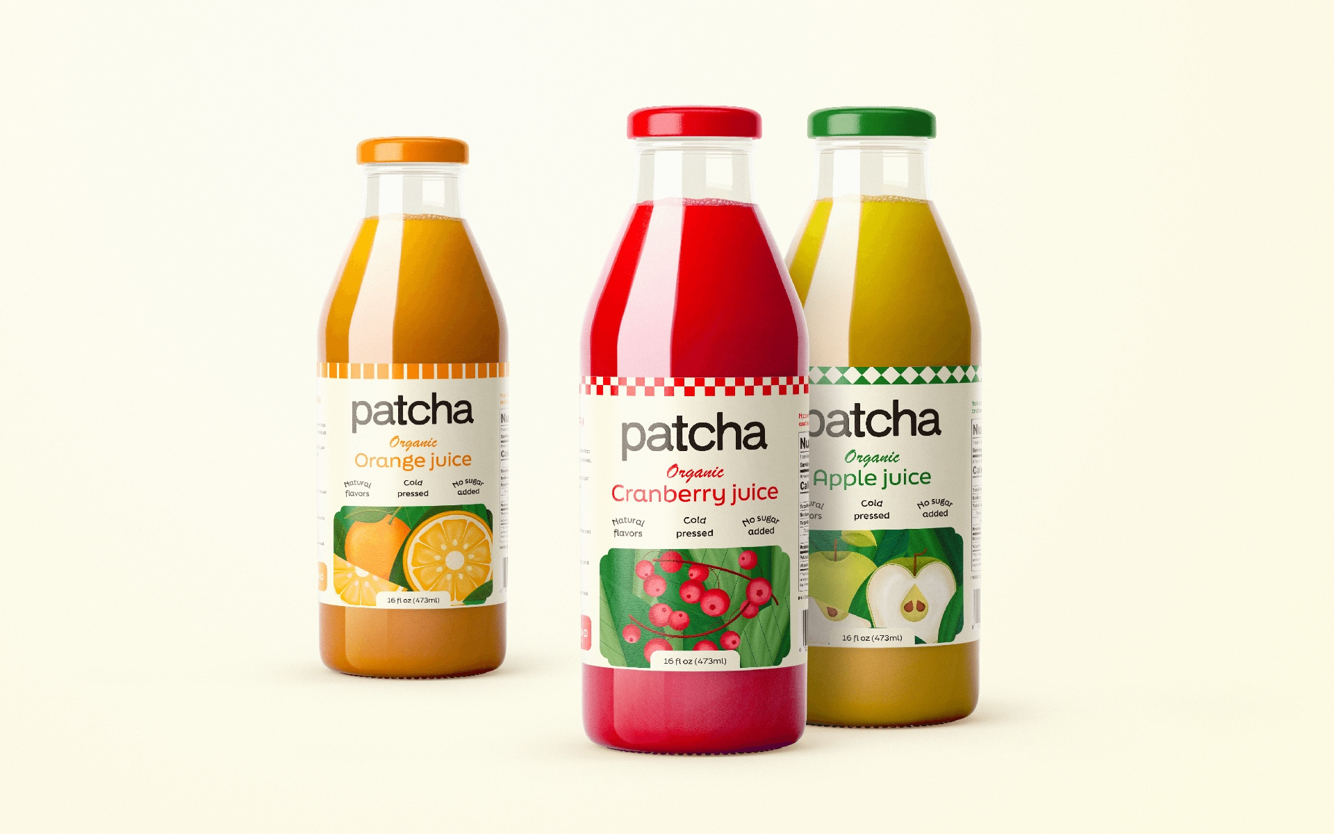 Patcha Organic Juice Visual Identity & Packaging