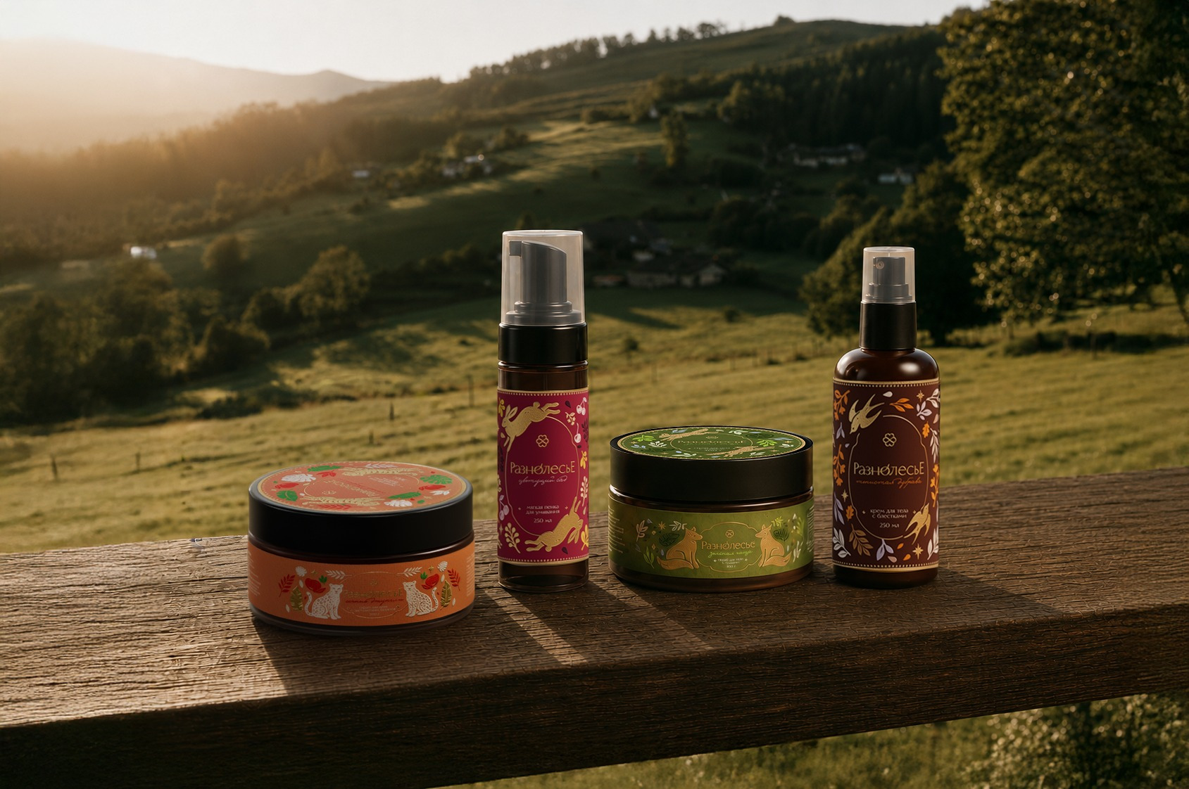Raznolesye — cosmetic packaging design