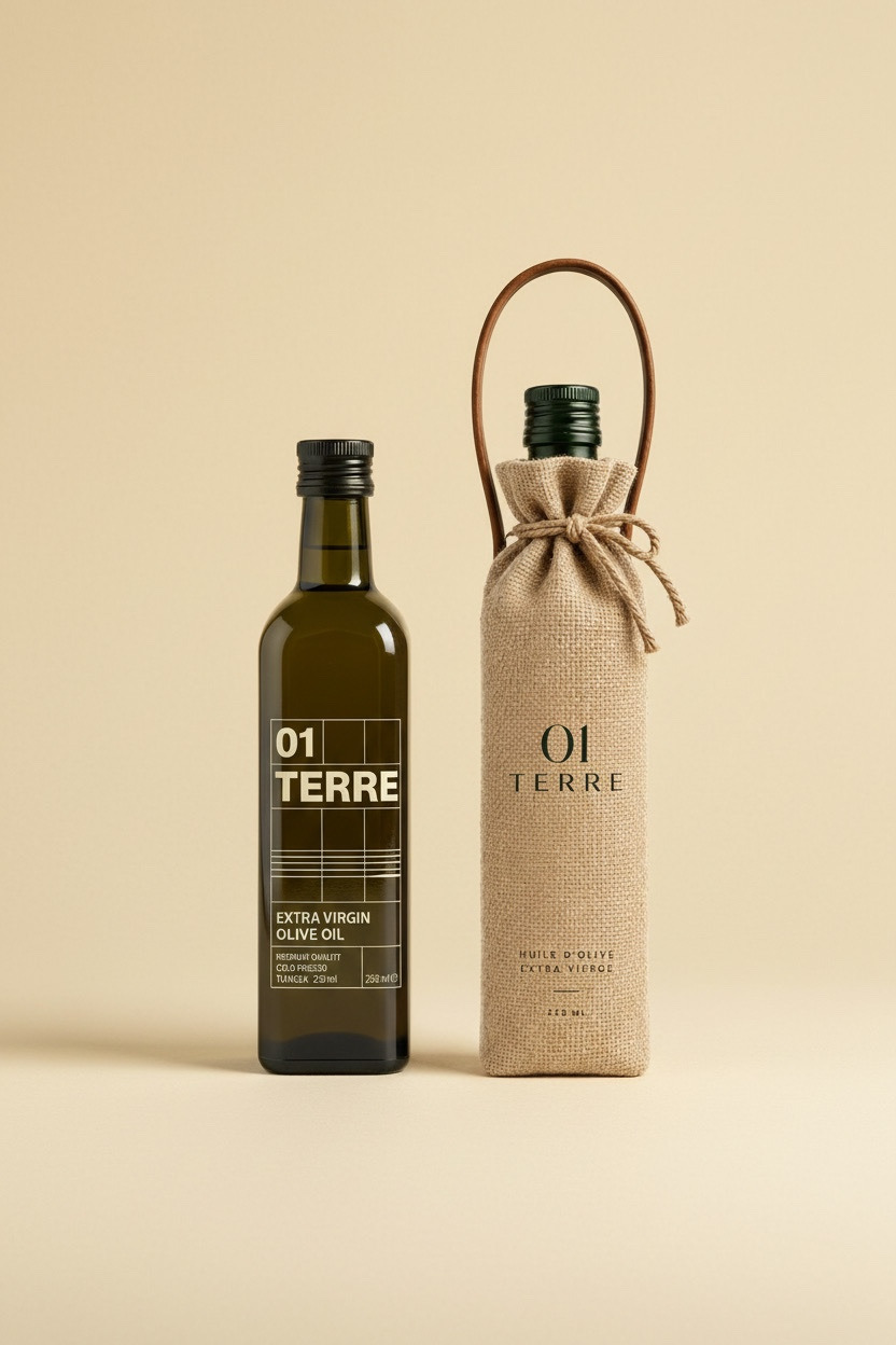 01 TERRE olive oil label