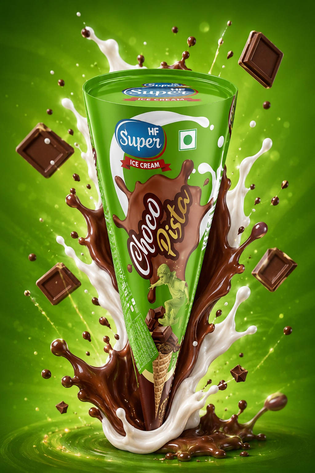 HF Super Ice Cream Packaging Design – Choco Twist & Butterscotch