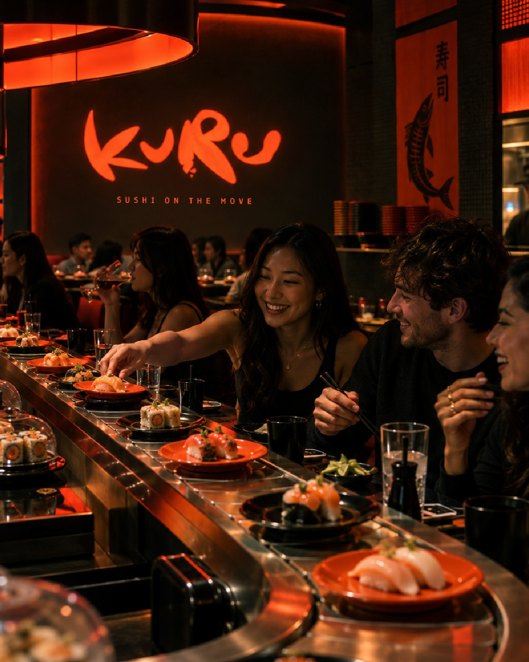 2. Affogato Brand Design Creates KURU, a Sushi Brand Where the Menu Moves