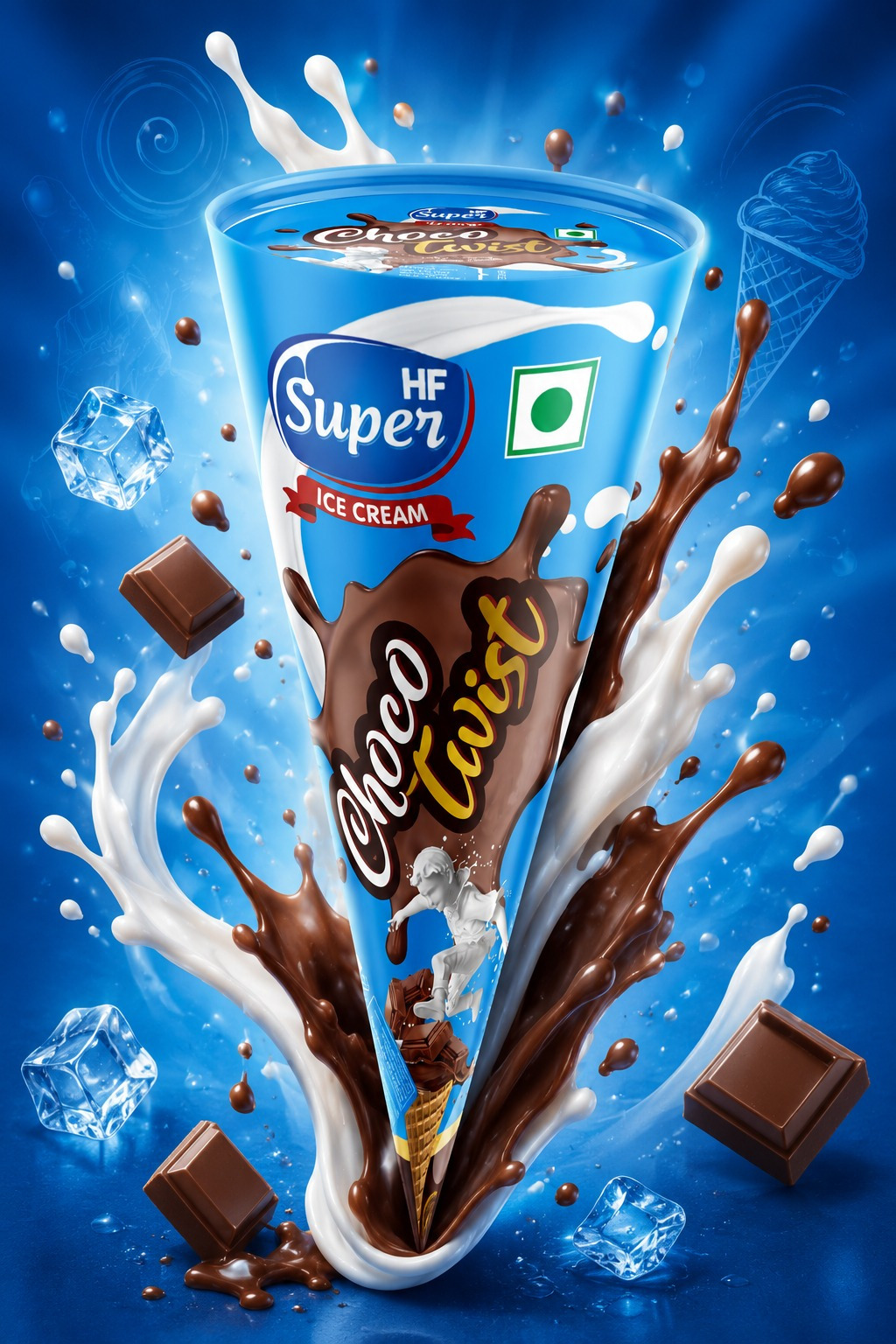 HF Super Ice Cream Packaging Design – Choco Twist & Butterscotch